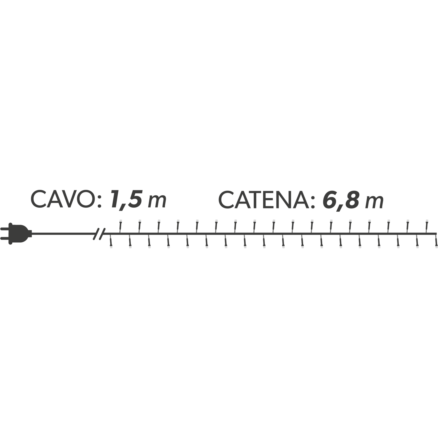 DICTROLUX - Catena Luminosa 35 bollicine a Led Bianco Caldo - 6,8 metri